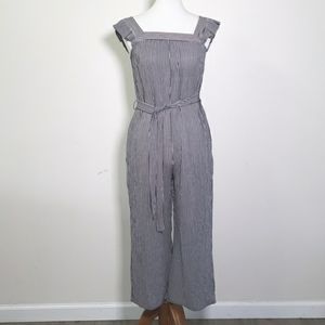 Monteau Blue And White Striped Romper Jumpsuit Size Flutter Sleeves